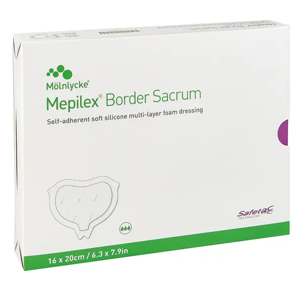 Mepilex Border Sacrum - Steriler Schaumverband für Dekubitus und chirurgische Wunden (SSB-fähig)
