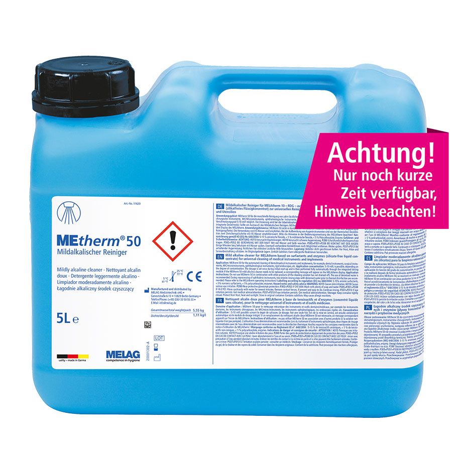 MEtherm 50 - mildalkalischer, enzymatischer Reiniger für die Instrumentenaufbereitung