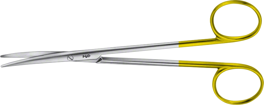 Metzenbaum (Baby) Durotip Präparierschere, gebogen - Feines Modell, stumpf/stumpf, 14,5 cm