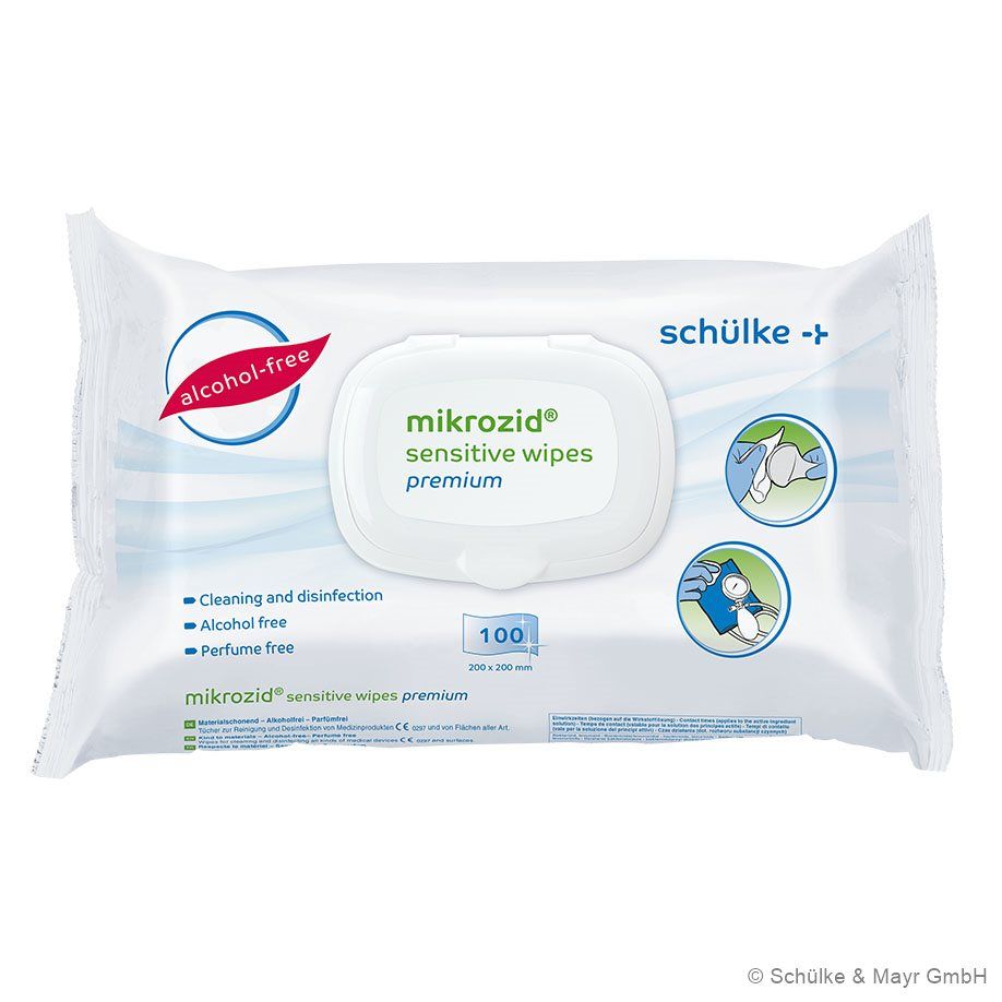 Mikrozid Sensitiv Wipes Premium - Desinfektionstücher 20x20 cm, alkoholfrei, Ready-to-use