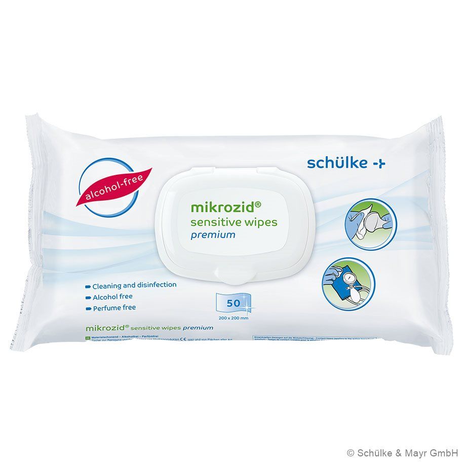 Mikrozid Sensitiv Wipes Premium - Desinfektionstücher 20x20 cm, alkoholfrei, Ready-to-use