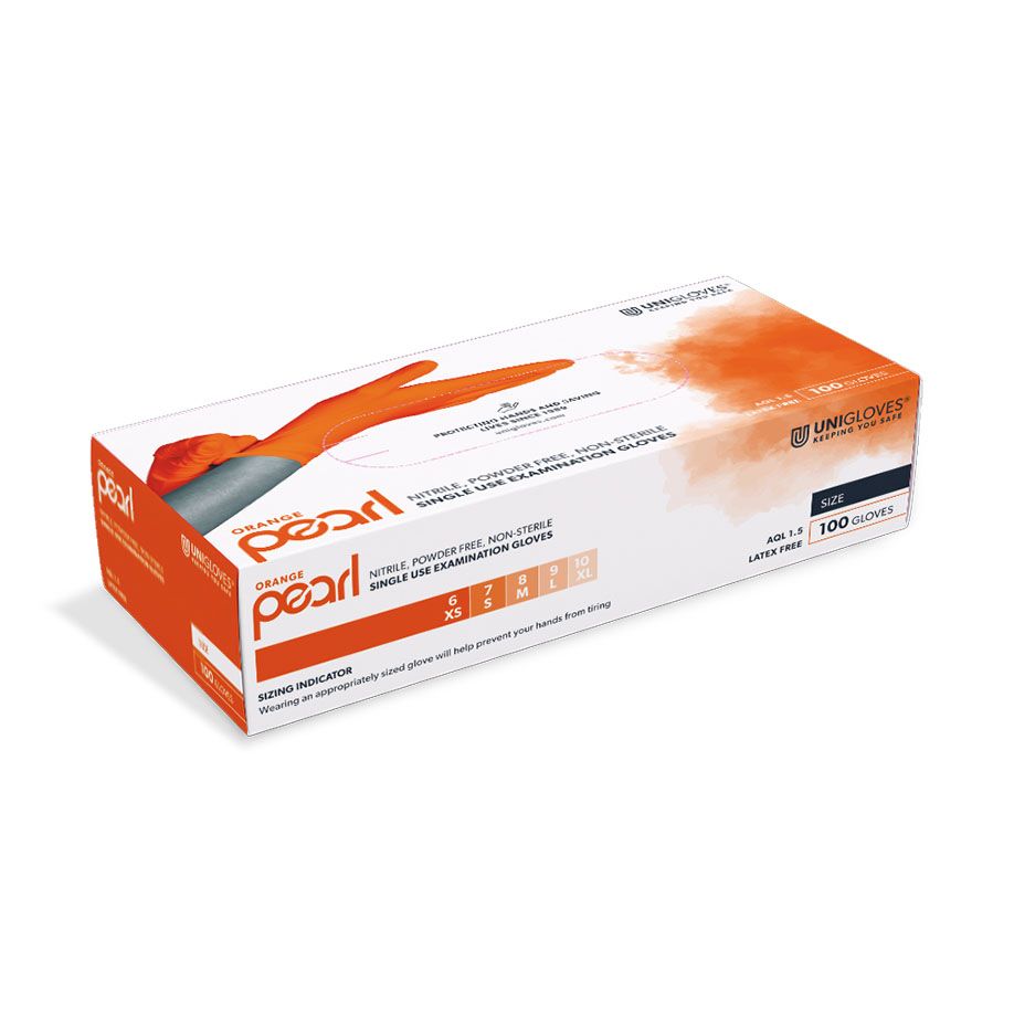 Nitrilhandschuhe ORANGE PEARL - unsterile, puderfreie Untersuchungshandschuhe