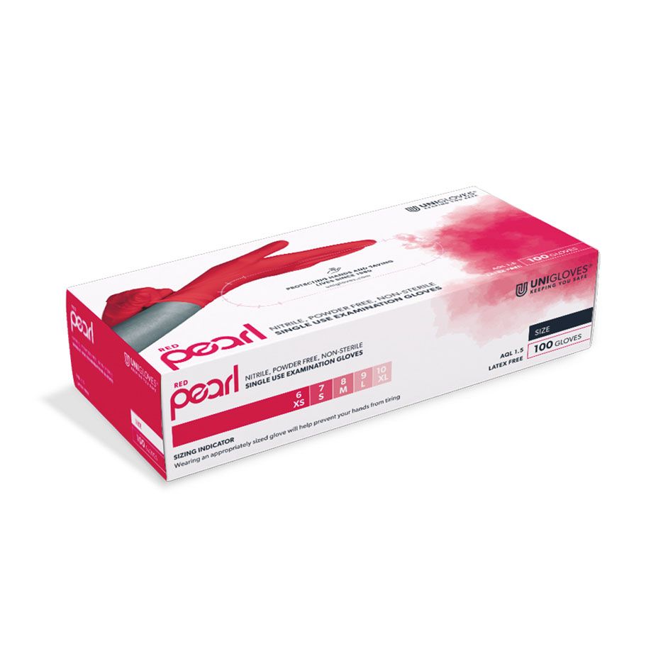 Nitrilhandschuhe RED PEARL - unsterile puderfreie Untersuchungshandschuhe, rot