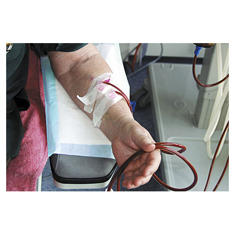 NOBA Dialyseunterlage, 100 Stück -  30 x 43 cm, Zellstofflage mit einer blauen Schutzfolie