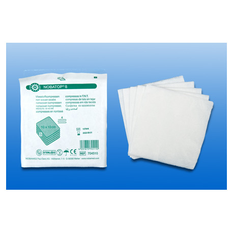 NOBATOP 8 Kompressen 4-fach steril - 25 X 5 Stück zur allgemeinen Wundversorgung (SSB-fähig)