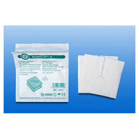 NOBATOP S Schlitzkompressen steril, 50x2 Stück - Wundabdeckung bei Sonden und Drainagen (SSB-fähig)