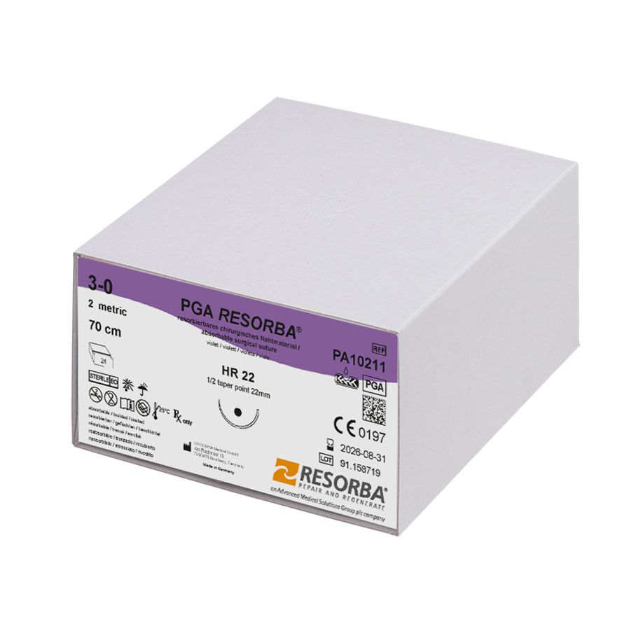 PGA RESORBA HR22 - Violett geflochtenes, resorbierbares Nahtmaterial (SSB-fähig)
