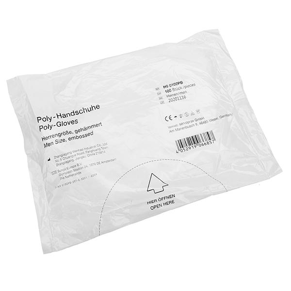 Poly-Handschuhe - Einweghandschuhe aus Polyethylen, transparent und puderfrei, 100 Stück