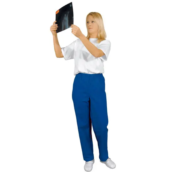 Praxishose "Bochum" - weiß, 100 % Baumwolle, mit Rundum-Gummizug