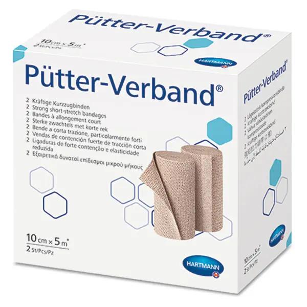 Pütter Verband - Besonders kräftige, textilelastische Kurzzugbinden, 90% Dehnbarkeit (SSB-fähig)