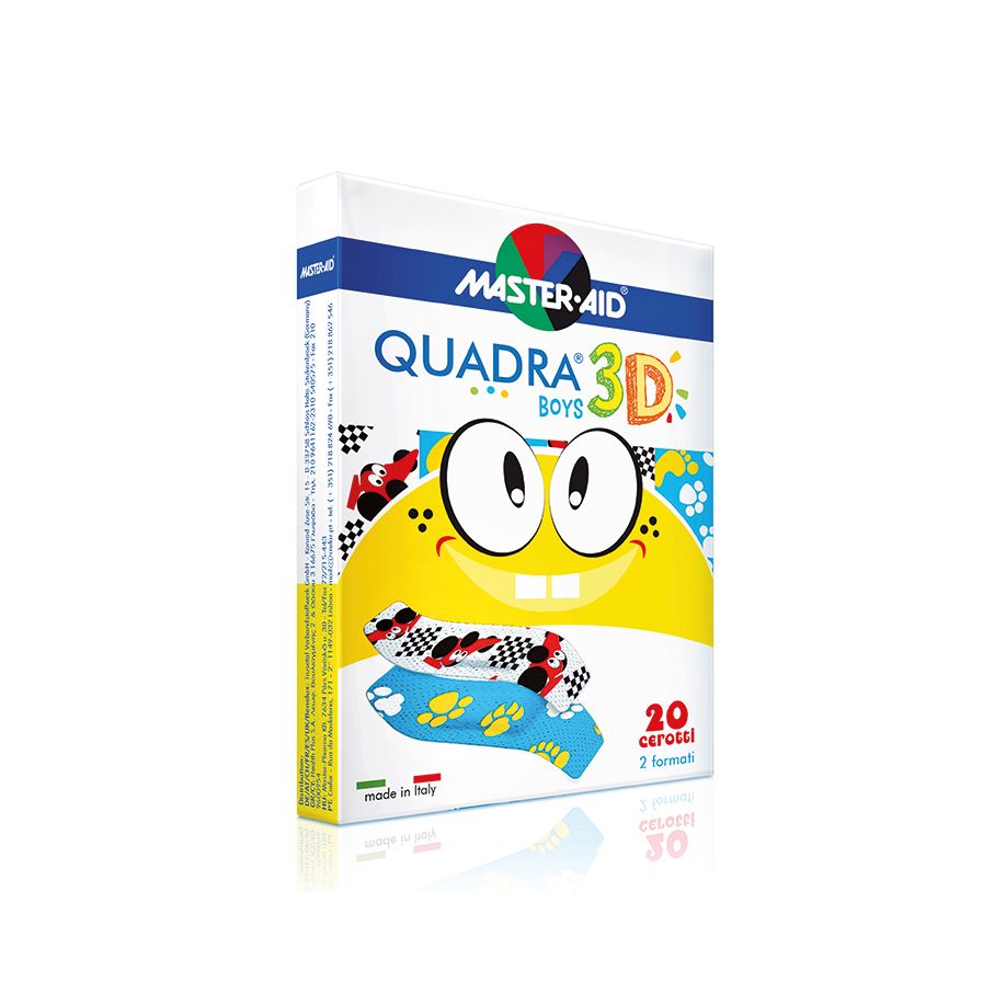 Quadra 3D Kinderpflaster, 20 Stück - Für kleine bis mittelgroße Wunden (SSB-fähig)