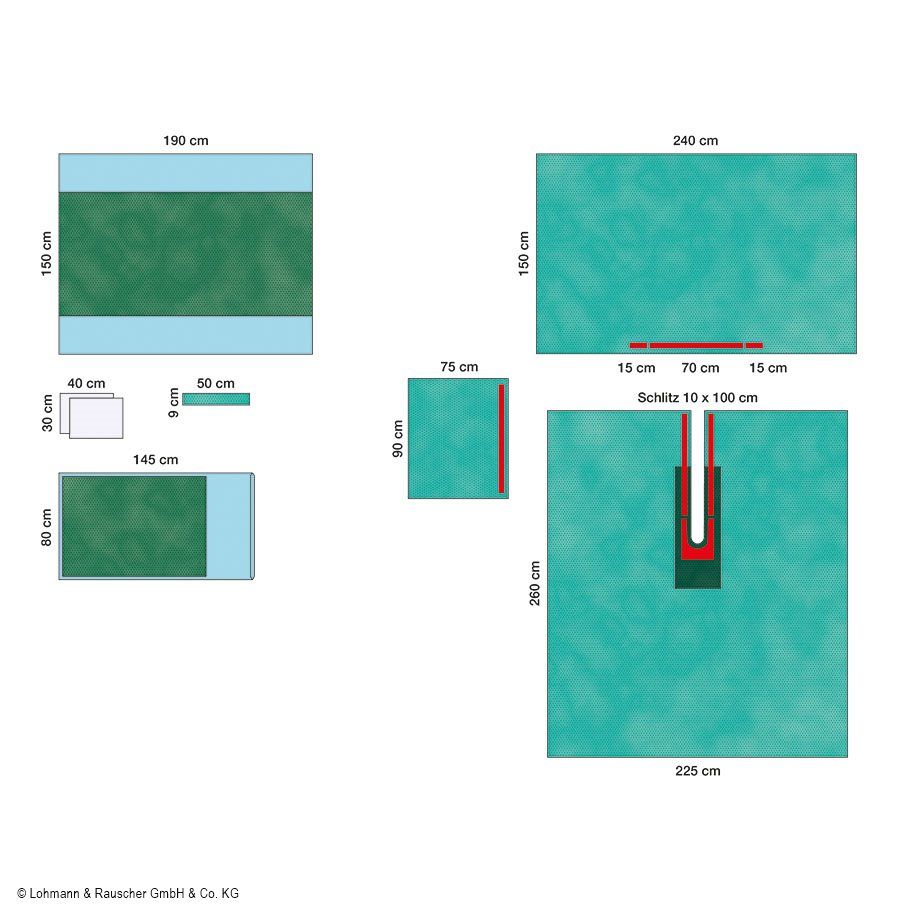 Raucodrape PRO Universal-Schlitztuchset I, steril - Tuch 225x260cm, Schlitz 10x100 cm