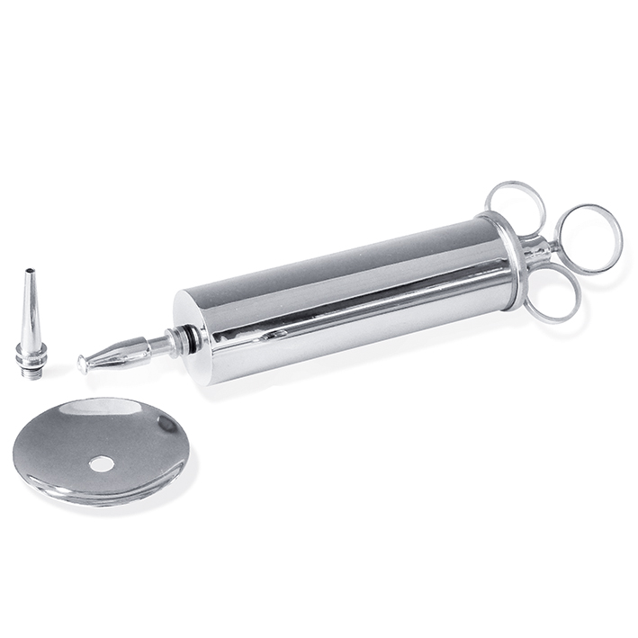 Reiner Ganzmetall-Ohrenspritze - 100 oder 150 ml mit 2 Aufsätzen und 1 Schutzteller