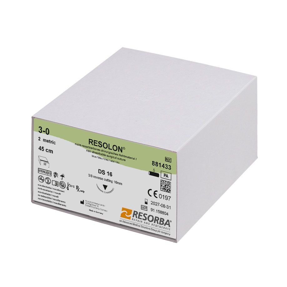 Resolon DS16  3Dtzd - Blaues monofiles, nicht resorbierbares Nahtmaterial (SSB-fähig)