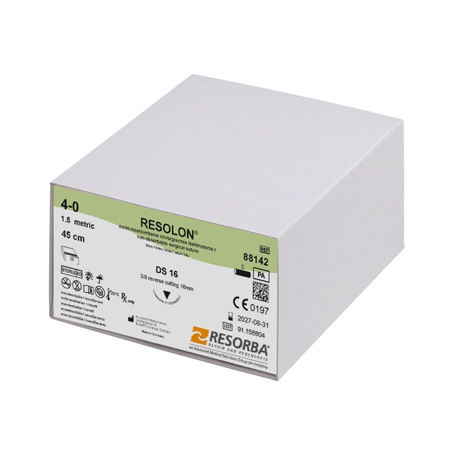 Resolon DS16  3Dtzd - Blaues monofiles, nicht resorbierbares Nahtmaterial (SSB-fähig)