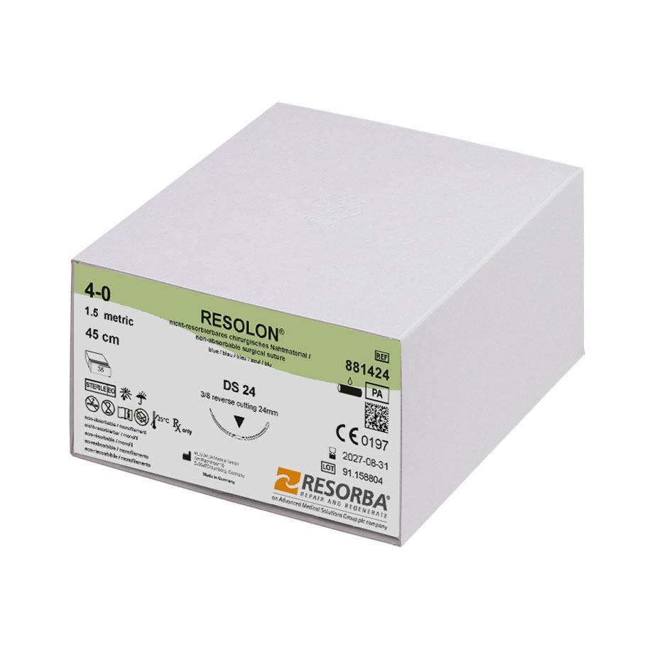 Resolon DS24   3Dtzd - Blaues monofiles, nicht resorbierbares Nahtmaterial (SSB-fähig)