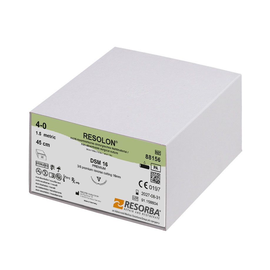 Resolon DSM16  45 cm  3Dtzd - Blaues monofiles, nicht resorbierbares Nahtmaterial (SSB-fähig)