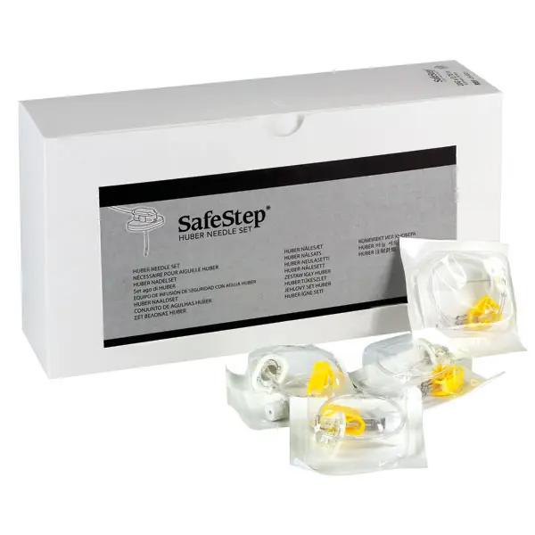 Safestep Huber Sicherheits-Infusionsset - Ohne Zuspritzmöglichkeit, Nadelfreier Konnektor