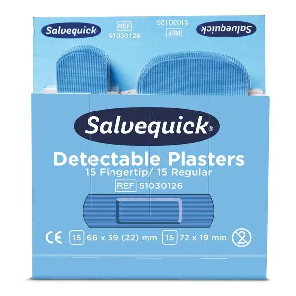 Salvequick Pflasterstrips Blue Detectable Refill - Nachfüllpackung, 6 Pack je Großpack