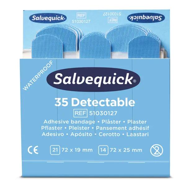 Salvequick Pflasterstrips Blue Detectable Refill - Nachfüllpackung, 6 Pack je Großpack