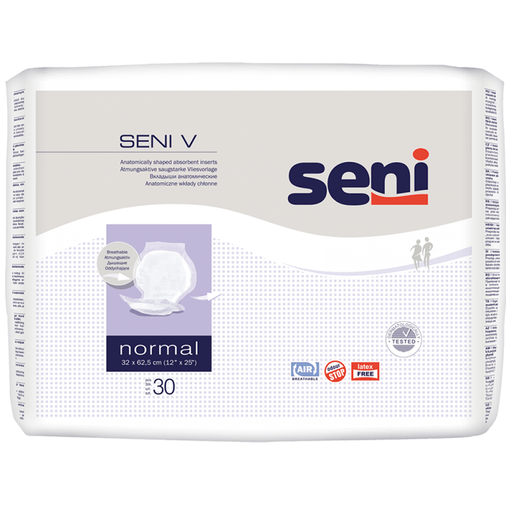 San Seni V Normal - weiß, atmungsaktive-anatomische Vliesvorlage ohne Nässeschutzfolie - Gr. 2