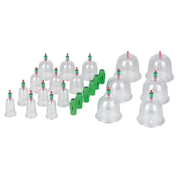 Schröpfgläser-Set aus Kunststoff mit Handpumpe - Mit 18 unterschiedlichen Größen