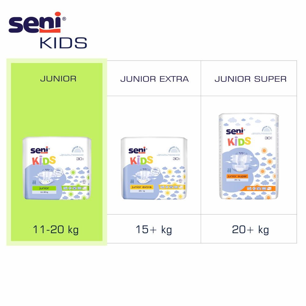 Seni Kids Junior 11-20 kg - Inkontinenzslips, atmungsaktiv, weich, Perfekter Sitz