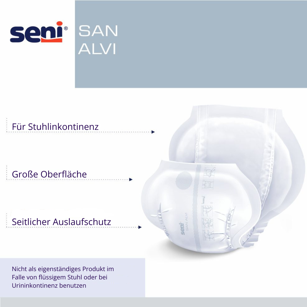 Seni San Alvi - Vorlagen bei Stuhlinkontinenz, 37 x 69 cm, 30 Stück