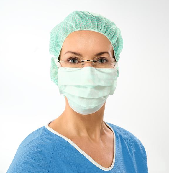 Sentinex Classic OP-Maske "Anti-Fog" grün - Aus Vliesstoff zum Binden, für Brillenträger