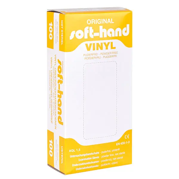 Soft-Hand Vinylhandschuhe - Puderfrei, Latexfrei, Einweg, Elastisch, Dehnbar, 100 Stück