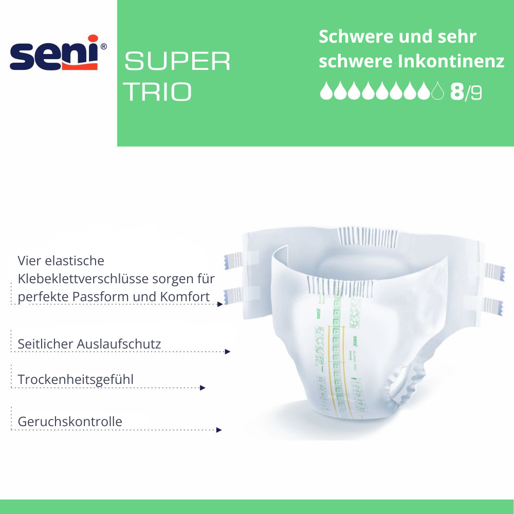 Super Seni Trio Inkontinenzhosen, Gr. S bis XL - sehr schwere Urin- und Stuhlinkontinenz