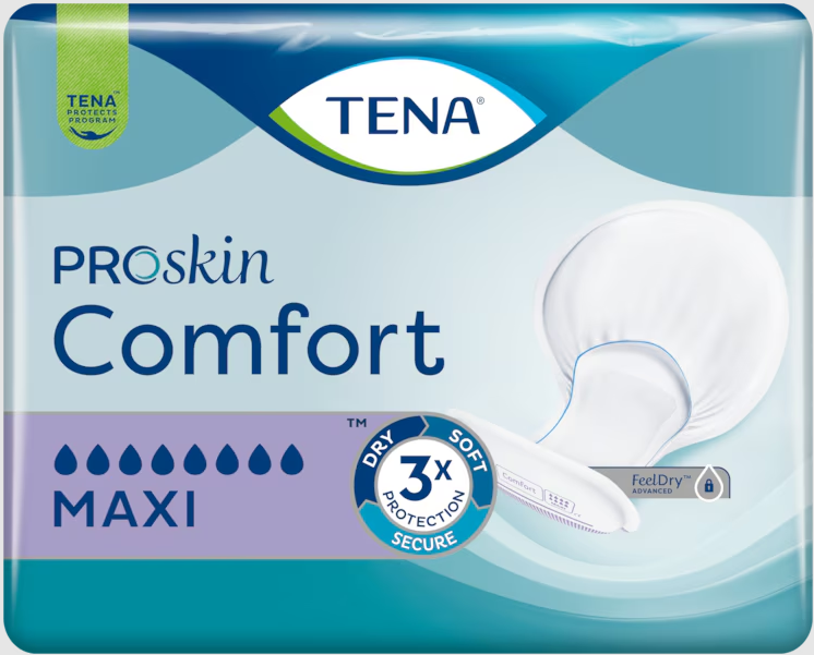 TENA ProSkin Comfort Maxi - Große Inkontinenzvorlagen, 64 x 40 cm, 34 Stück