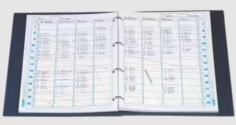 Terminplaner-Set MED SYSTEM - Ringbuch Set, Datumsneutral, 4 Spalten, 15-Minuten-Takt