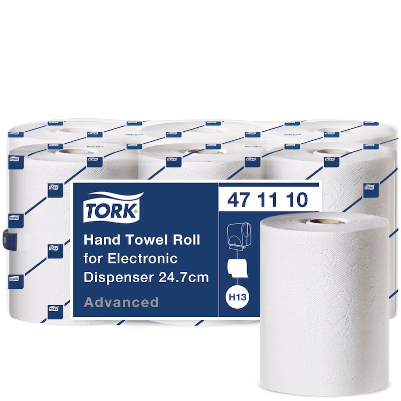 Tork Advanced Rollenhandtuch, 6 Rollen - weiß, 2-lagig, 24,7 cm x 143 m, für H13-System