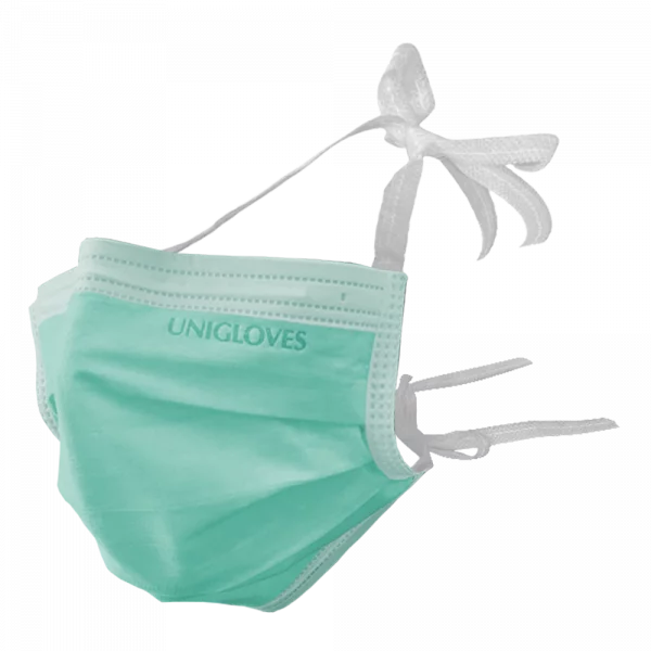 Unigloves OP-Mundschutz-Basic - 50 Stück 3-Lagig Typ II R zum Binden Formbarer Nasenbügel