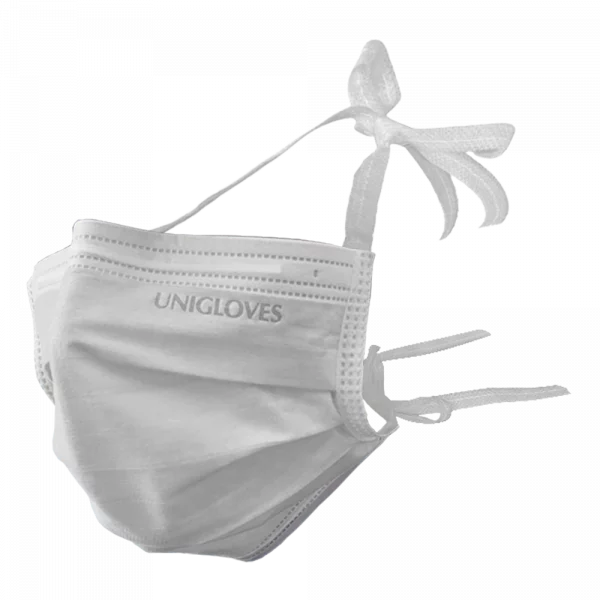 Unigloves OP-Mundschutz-Basic - 50 Stück 3-Lagig Typ II R zum Binden Formbarer Nasenbügel