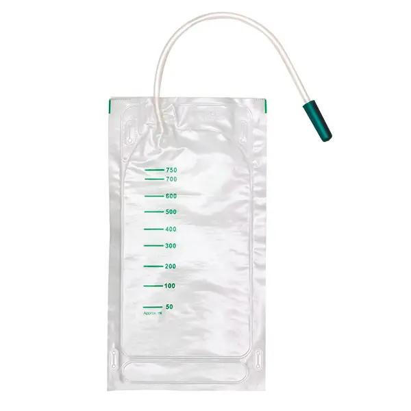 Urin Beinbeutel 750 ml „Standard“, unsteril - Mit seitlichem Einlauf - Schlauch 10 cm