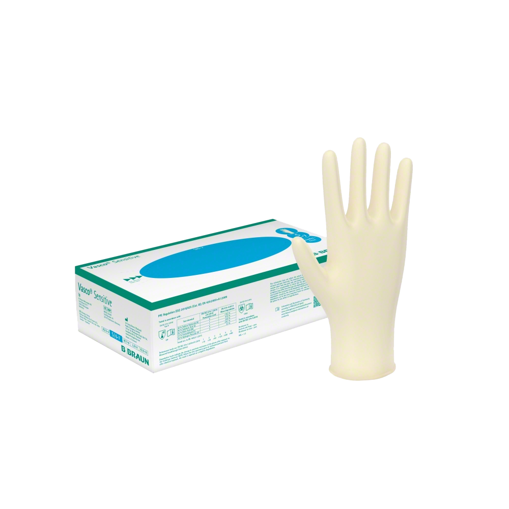 Vasco Sensitive Einmalhandschuhe - puderfrei, unsteril, Latex/Nitril, gute Griffigkeit