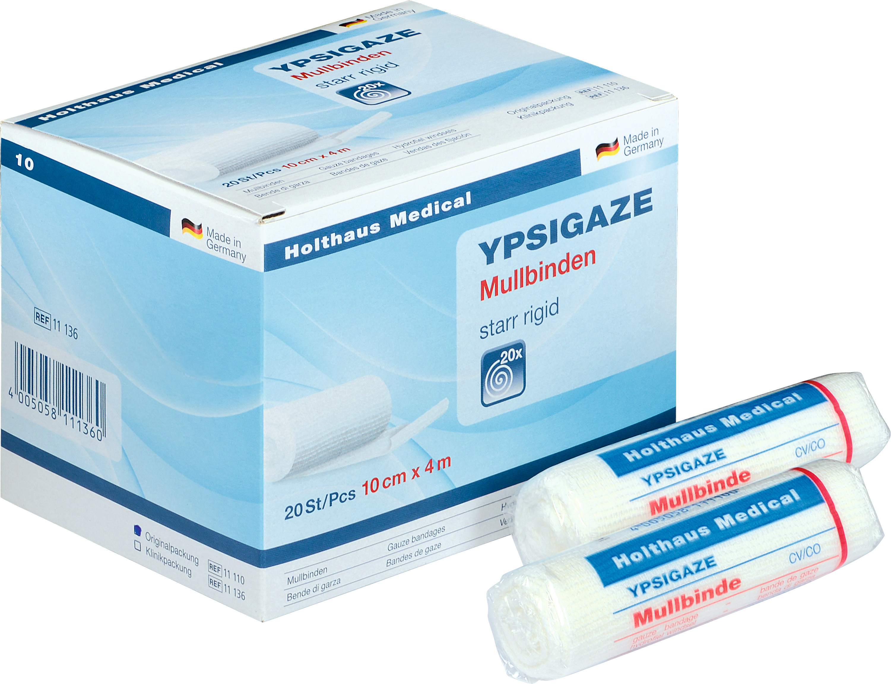 YPSIGAZE Mullbinden weiß - zu Fixierung von Wundauflagen (SSB-fähig)