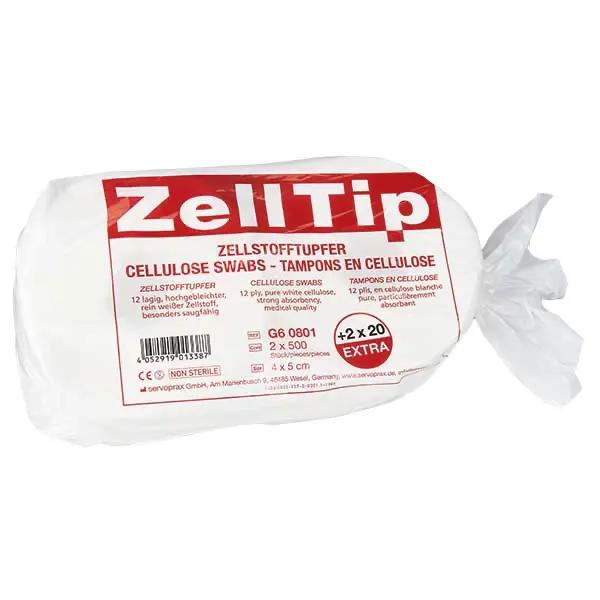 Zelltip Zellstofftupfer - Großpackung, 2 Rollen mit je 520 Tupfern, unsteril (SSB-fähig)