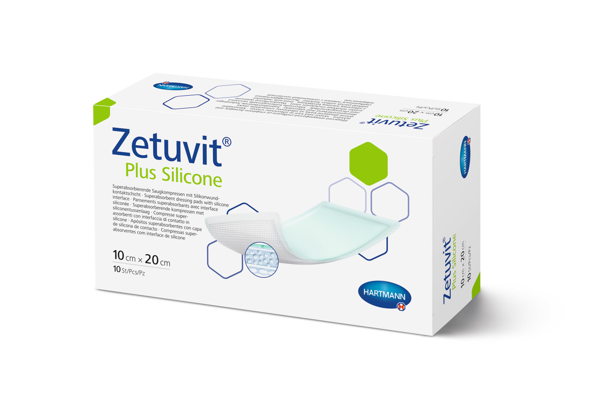 Zetuvit Plus Silicone - Superabsorber-Wundauflage mit Silikon-Wundkontaktschicht - Steril (SSB-fähig)