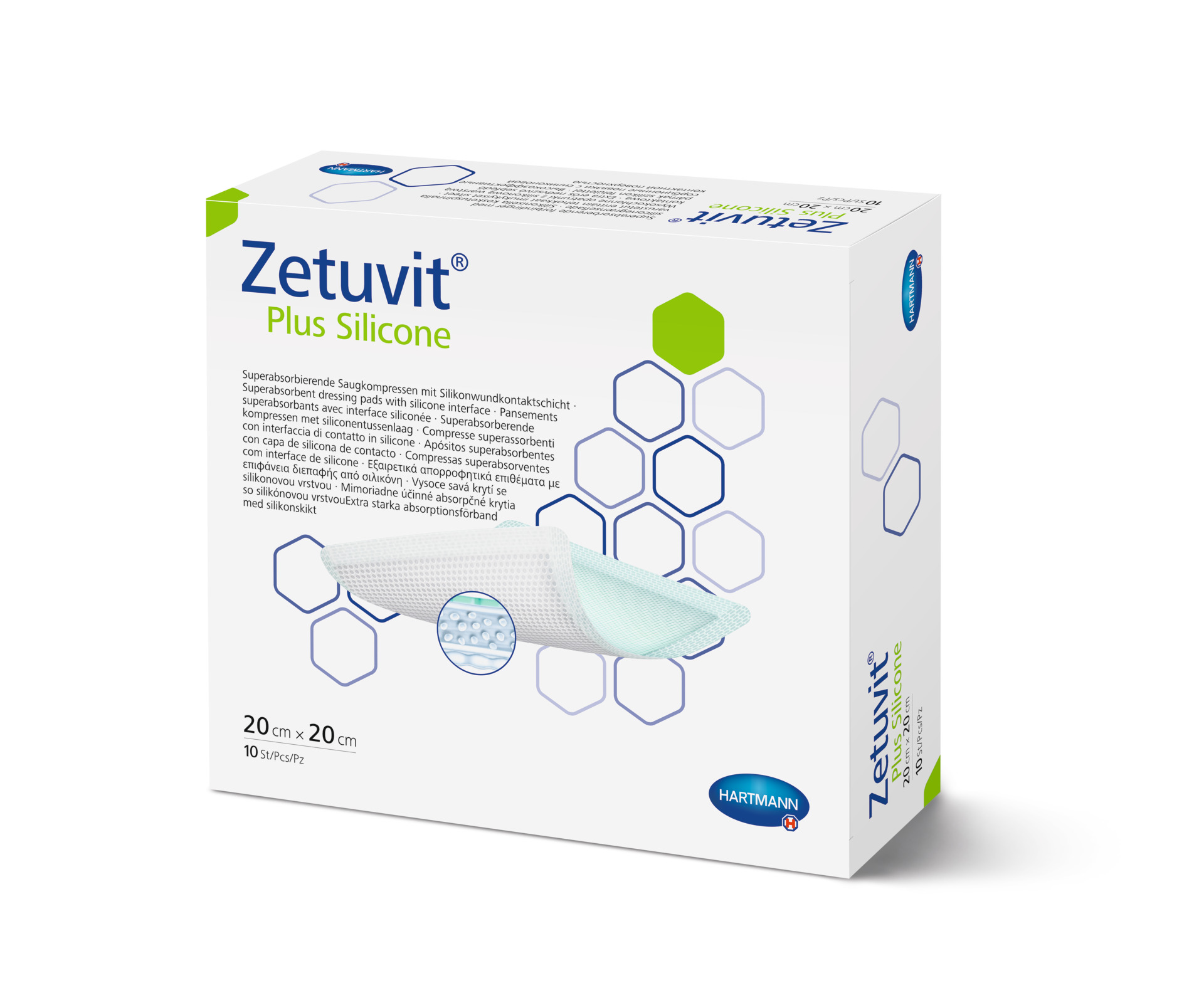 Zetuvit Plus Silicone - Superabsorber-Wundauflage mit Silikon-Wundkontaktschicht - Steril (SSB-fähig)