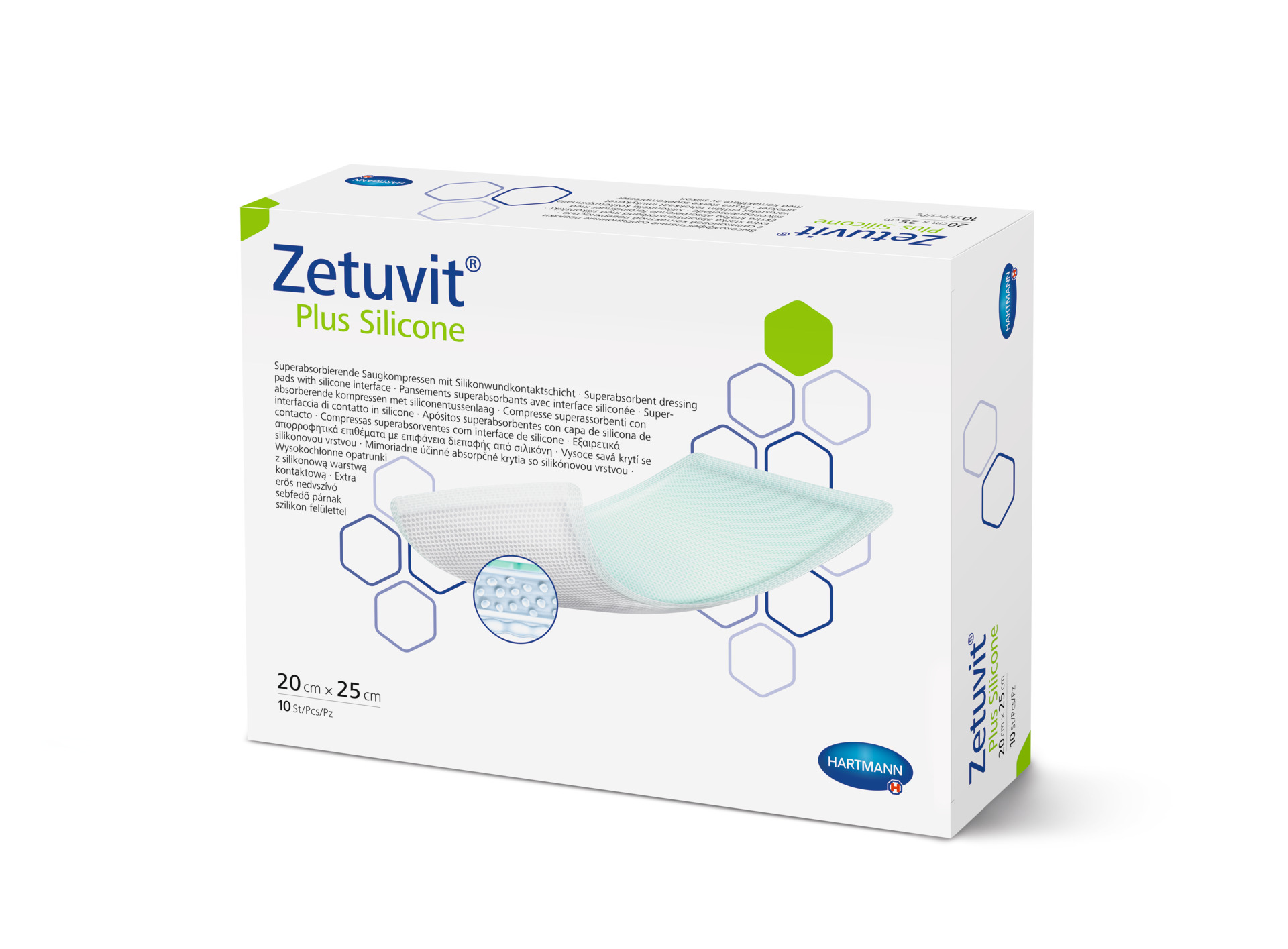 Zetuvit Plus Silicone - Superabsorber-Wundauflage mit Silikon-Wundkontaktschicht - Steril (SSB-fähig)