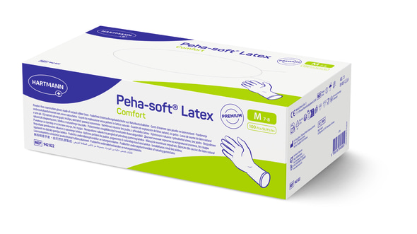 Peha-soft Latex Comfort Untersuchungshandschuhe - puderfrei, unsteril, 100 Stück