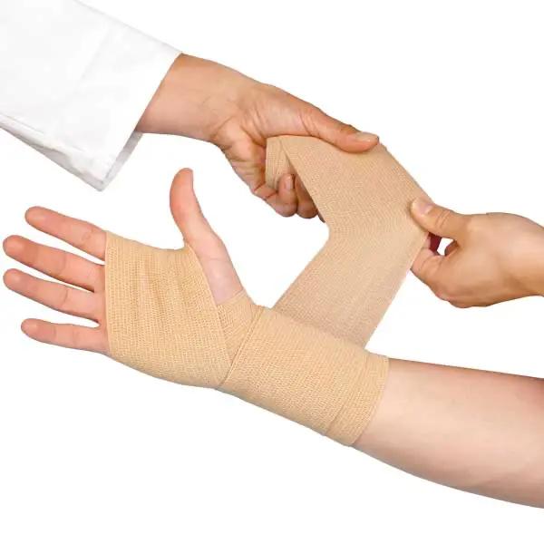 Dauerelastische Langzugbinde - 160 % dehnbar, mit Verbandklammern, dosierbare Kompression