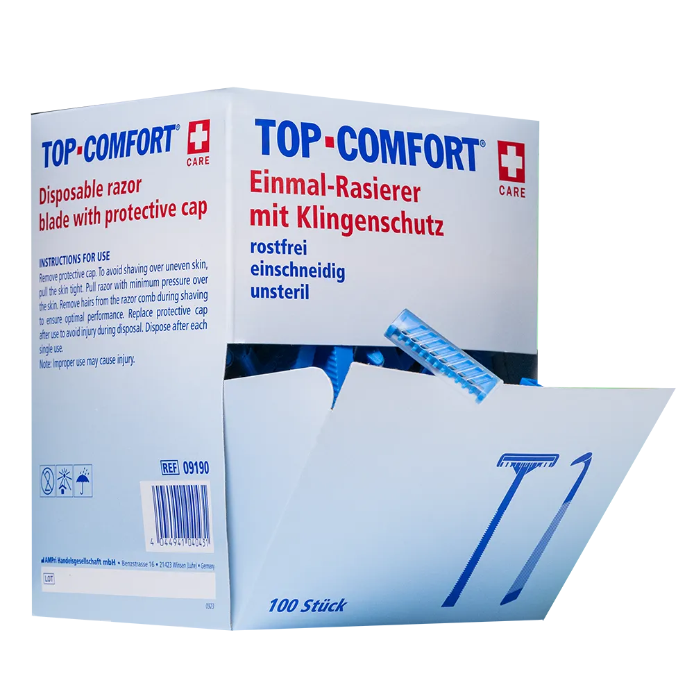 TOP-Comfort Einmalrasierer - 1 schneidig, blau, Breite 40 mm, unsteril, 100 Stück