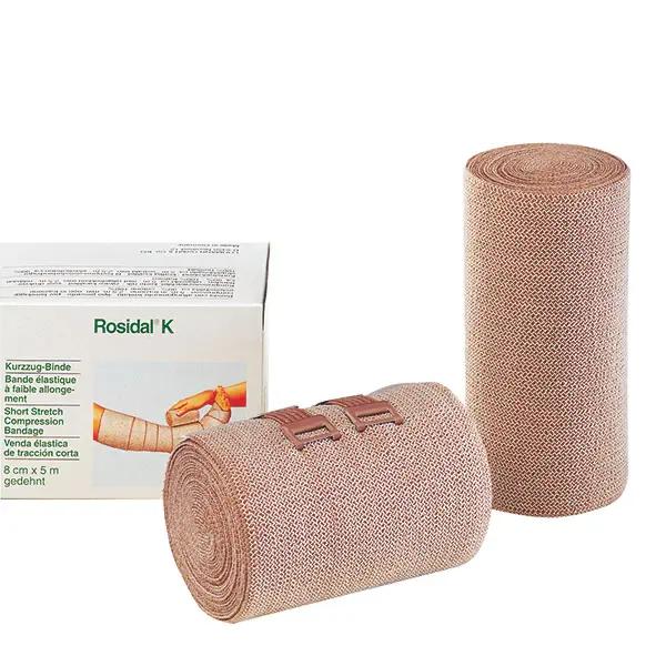 Rosidal K Kurzzugbinde kräftig - mit Verbandklammern, 100% Baumwolle, Waschbar 60°C