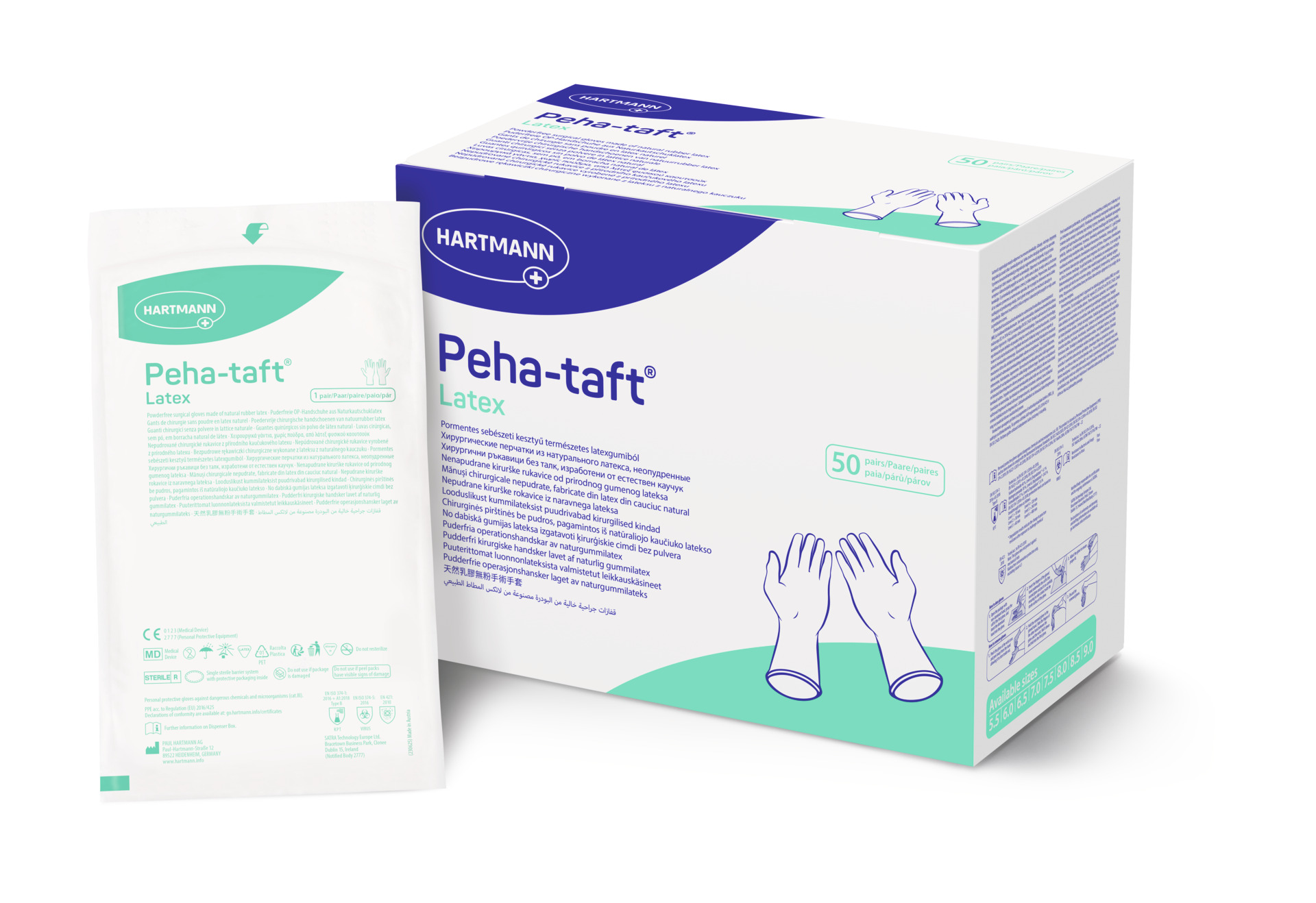 Hartmann Peha-taft Latex - Sterile und puderfreie Einmal-OP Handschuhe aus dünnem Latex