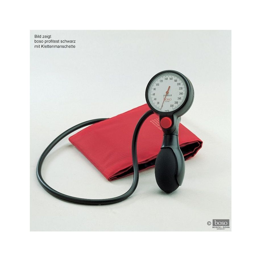 Boso Profitest Blutdruckmessgerät - Einschlauch, Klettmanschette rot/schwarz, Inkl. Etui