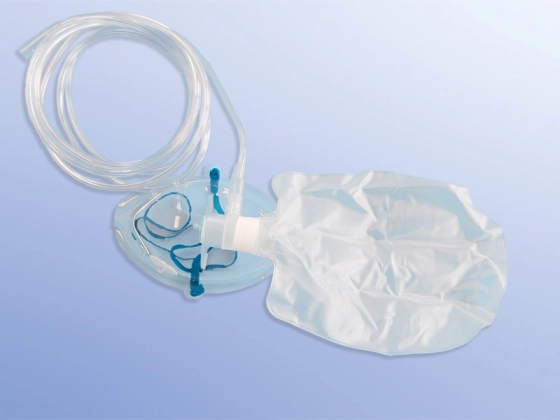 O2-Maske für Erwachsene für hohe Konzentration - 2.1m Schlauch, Mit Reservoir-Beutel